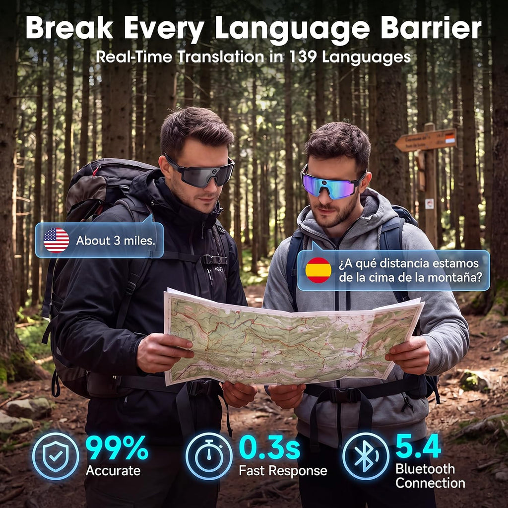 AI Smart Glasses with 32MP Camera, 4K Video Recording for Cycling & Hiking