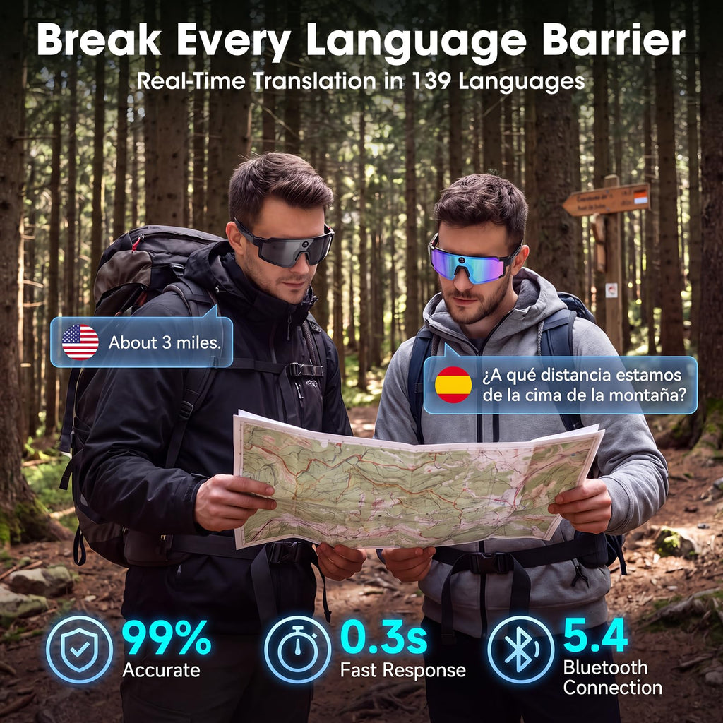 AI Smart Glasses with 32MP Camera, 4K Video Recording for Cycling & Hiking