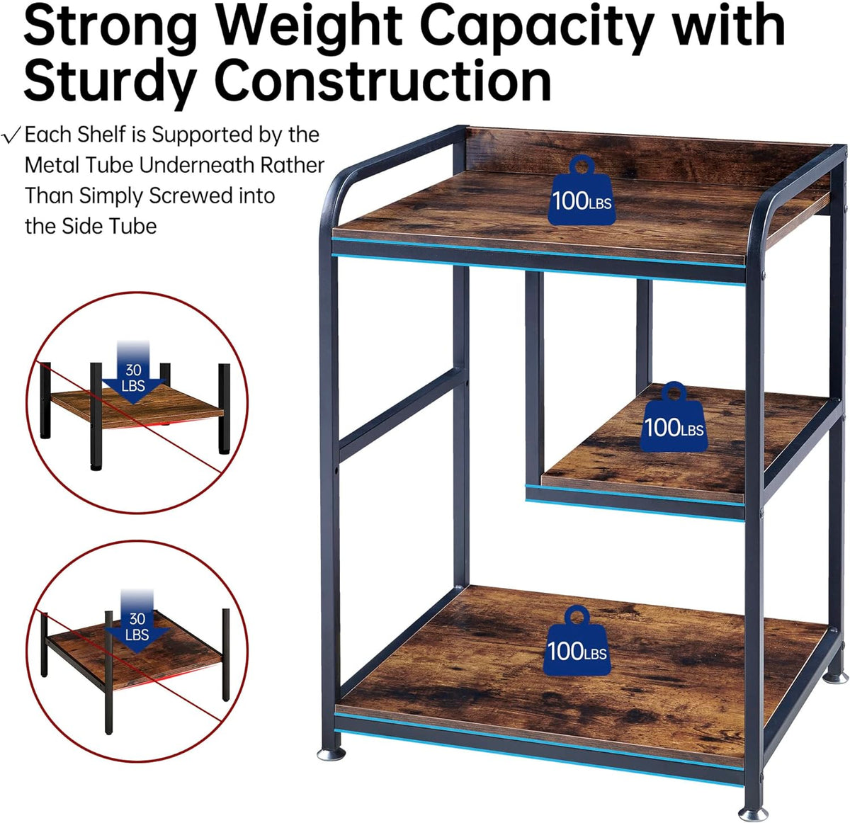 Fannova Large Printer Stand with PC Tower Shelf for Home Office Storage