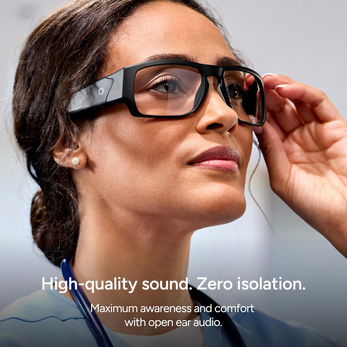 Lucyd Armor Smart Safety Glasses, TR90 Frame, Light Adaptive Lenses, Open Ear Speakers & Microphone - ANSI Z87.1