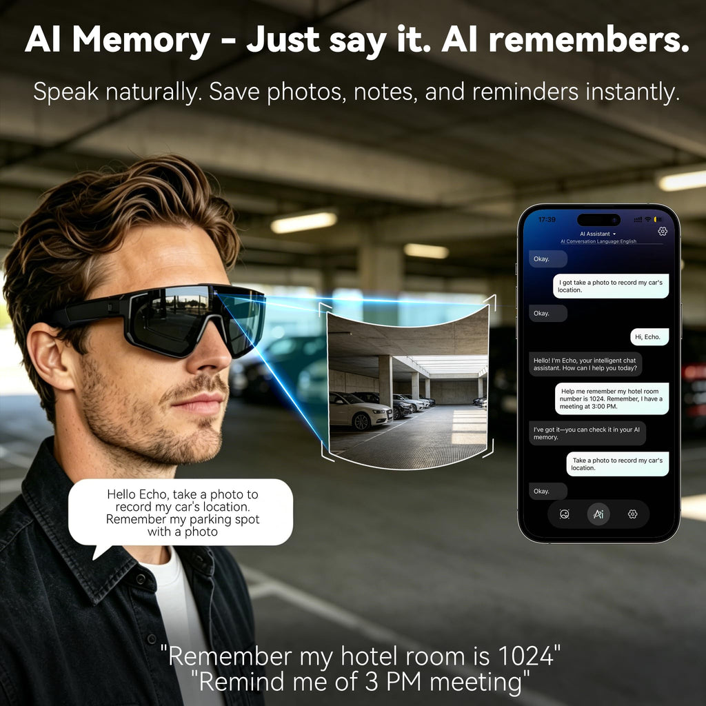 Pro AI Smart Glasses with 32MP Camera for Cycling & Hiking