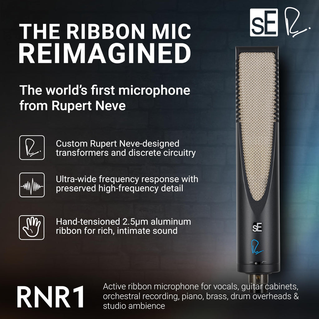 SE ELECTRONICS Rupert Neve RNT Multi-Pattern Tube Condenser Microphone for Vocals & Instruments - Professional Studio Recording Microphone with Custom Output Transformers & 1" True Condenser Capsule