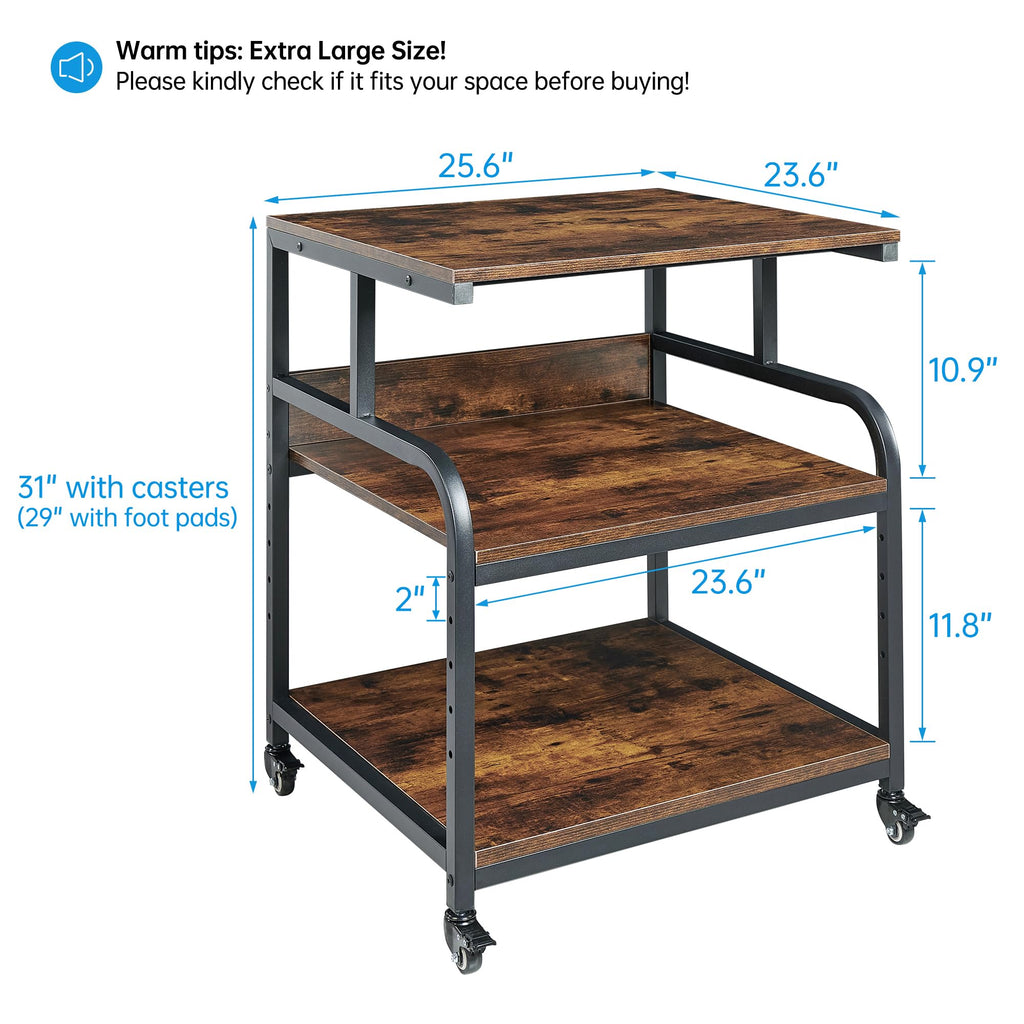 Fannova 23.6"x18.9"x30" Large Printer Stand with Adjustable Storage Shelf