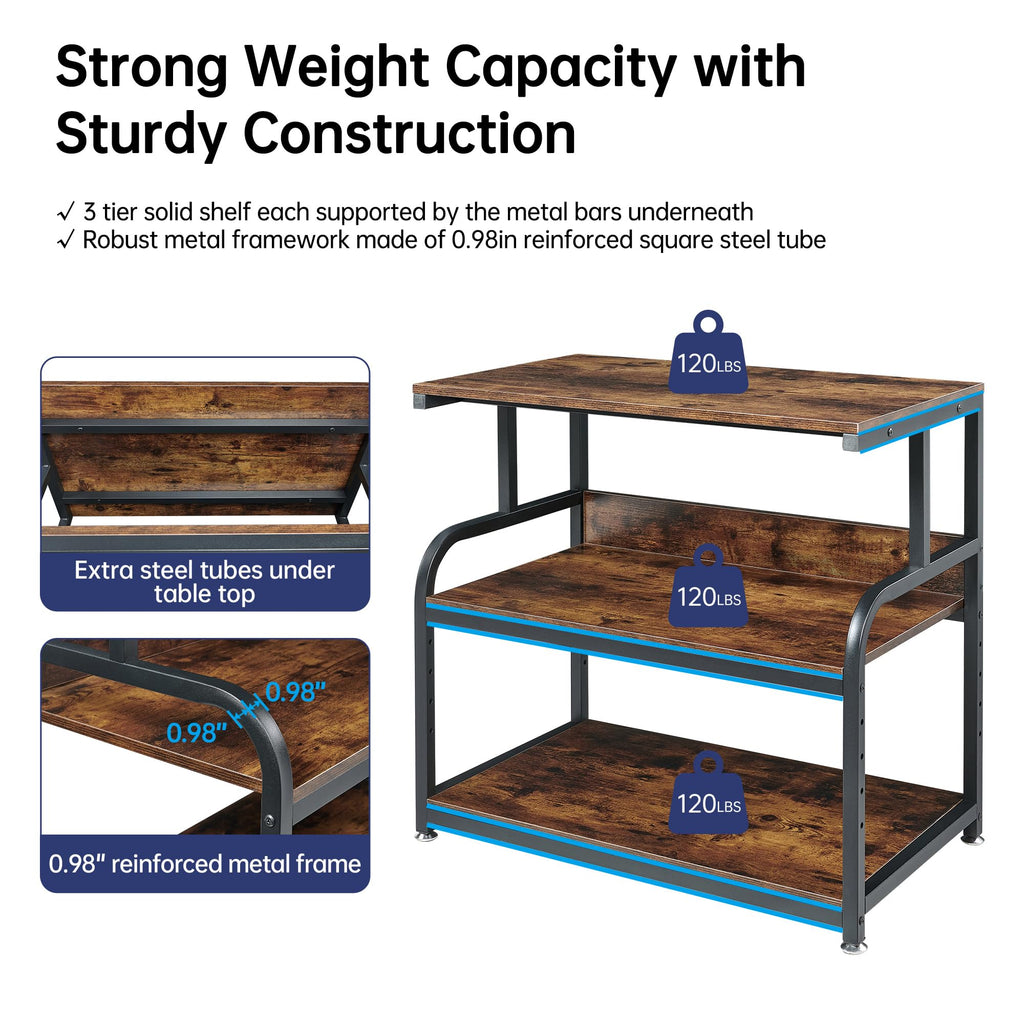 Fannova 23.6"x18.9"x30" Large Printer Stand with Adjustable Storage Shelf