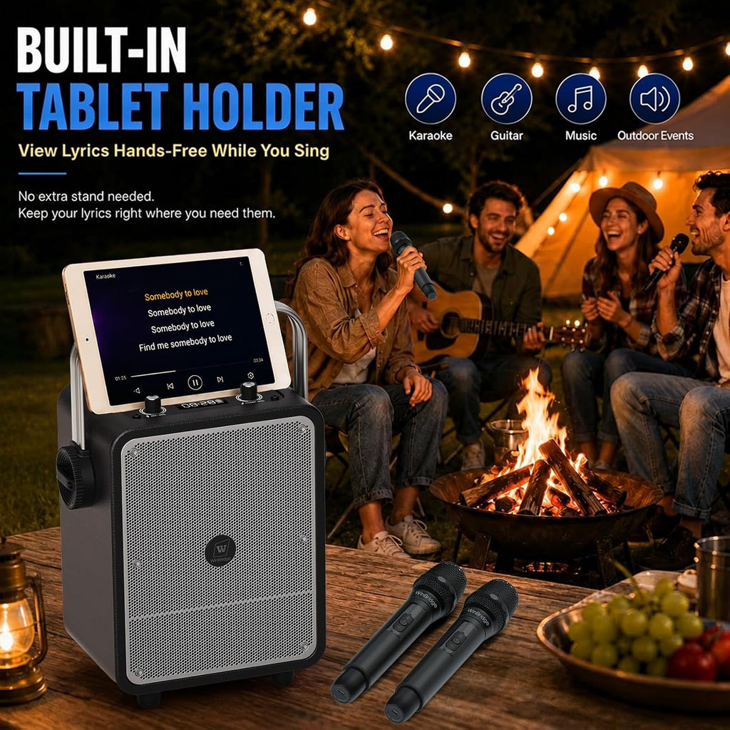 150W High-Power Karaoke Machine with 2 Wireless Microphones for Adults S200