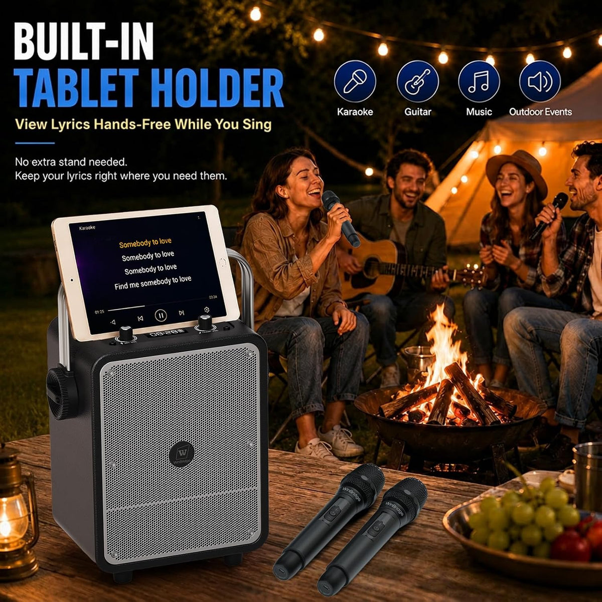 150W High-Power Karaoke Machine with 2 Wireless Microphones for Adults S200