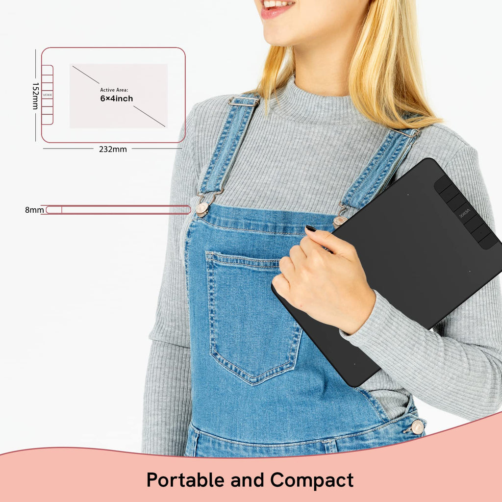 VEIKK Drawing Tablet Voila L 10X6 inch,Upgrade 16384 Levels Pen Pressure
