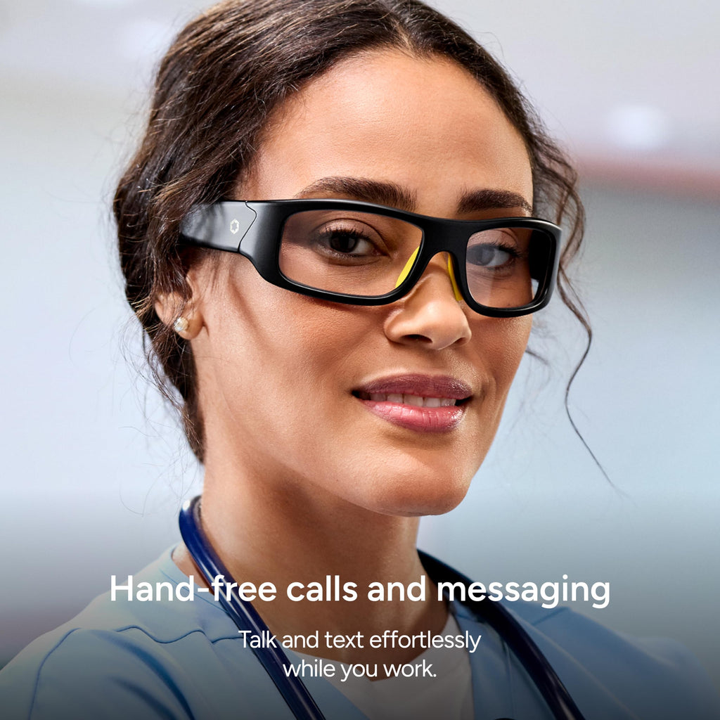 Lucyd Armor Smart Safety Glasses, TR90 Frame, Light Adaptive Lenses, Open Ear Speakers & Microphone - ANSI Z87.1