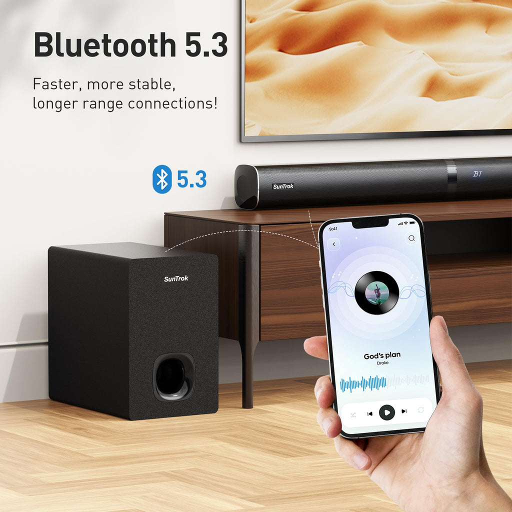 Karaoke Soundbar with Subwoofer for TV and 2 Wireless Microphones
