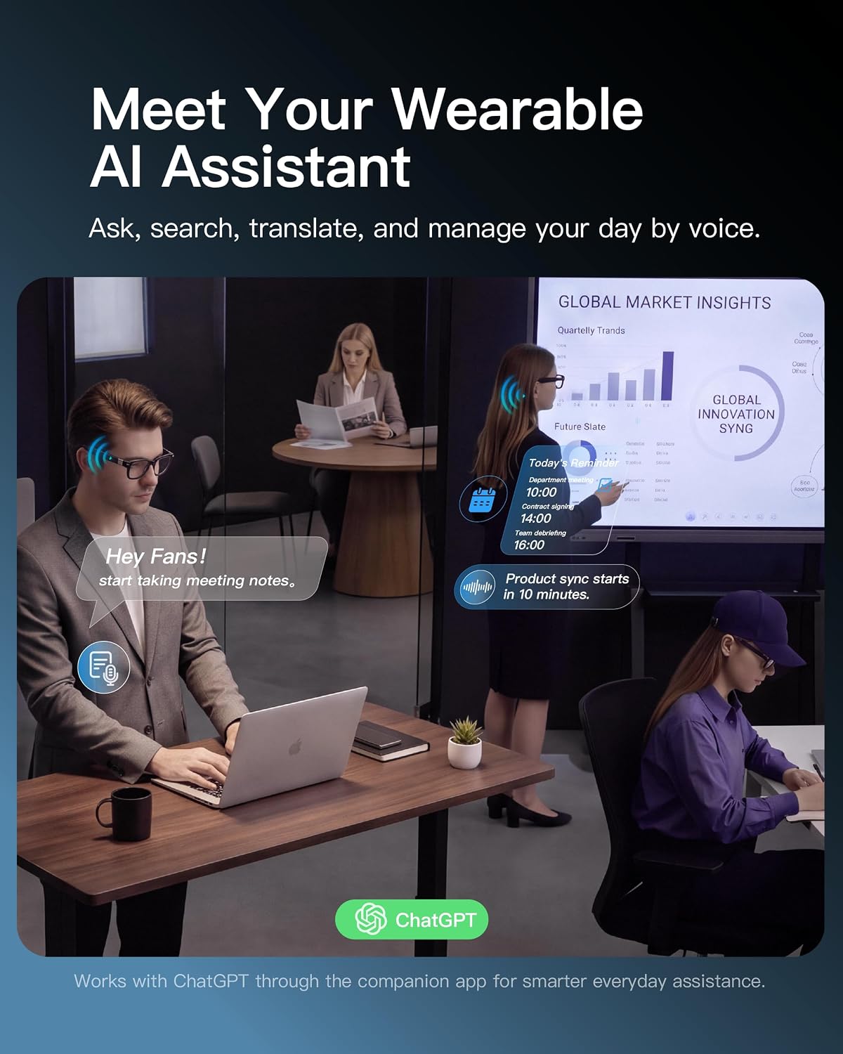 AI Smart Glasses, 8MP Camera, 16GB Storage, Real-Time Translation