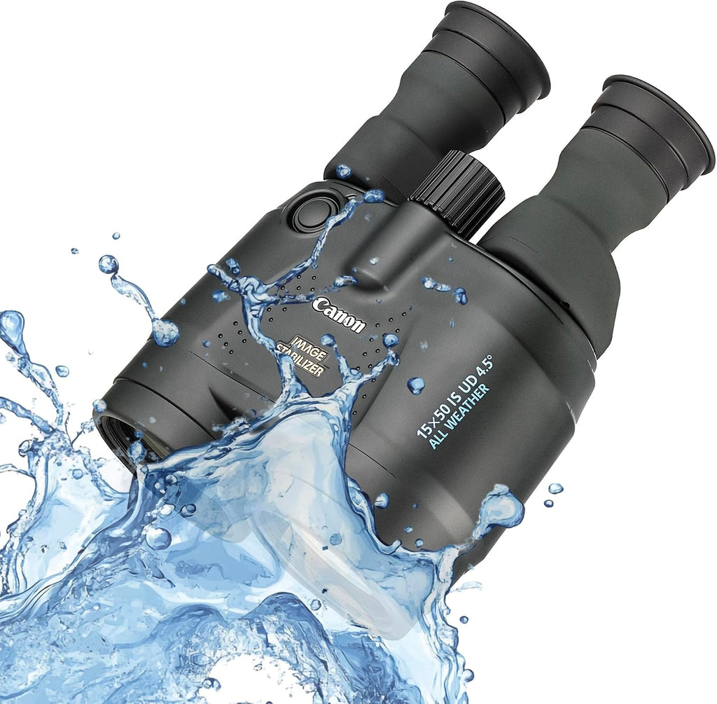 Canon 15x50 is All-Weather Image Stabilized Binoculars â High-Power 15x Magnification, Wide Field of View, Weather-Resistant Design + Flexible Tripod + 4X AA with Charger + Cleaning Kit