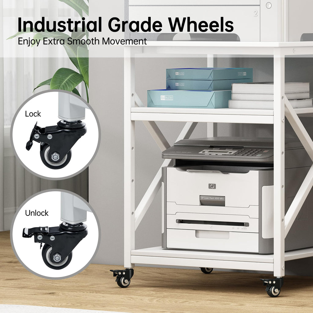 Fannova 23.6"x23.6"x30.1" Large Printer Stand with Adjustable Storage Shelf