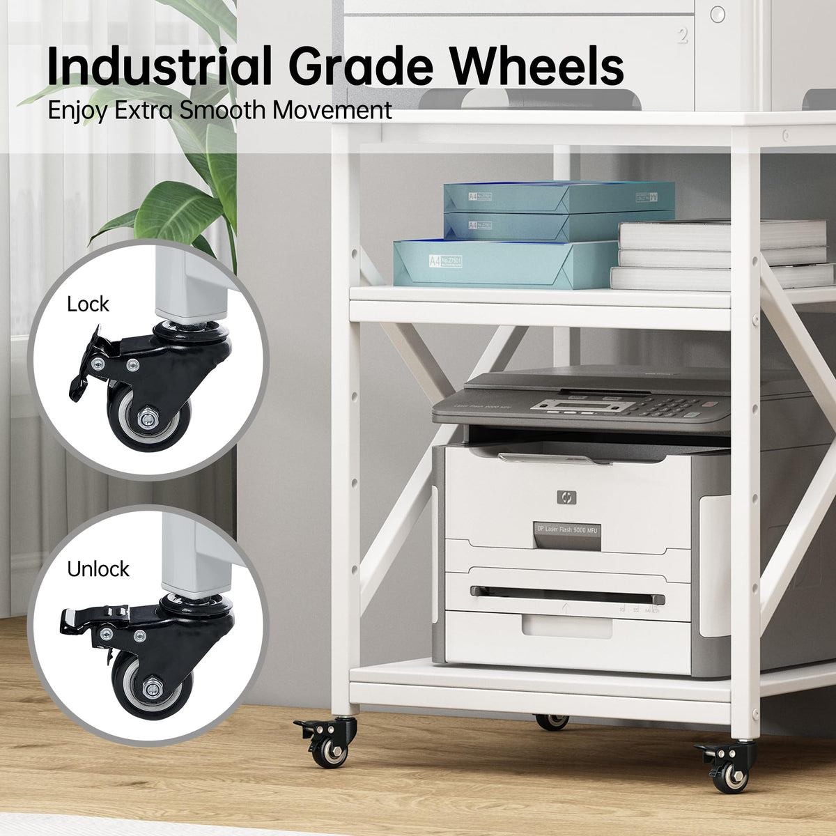 Fannova 23.6"x23.6"x30.1" Large Printer Stand with Adjustable Storage Shelf