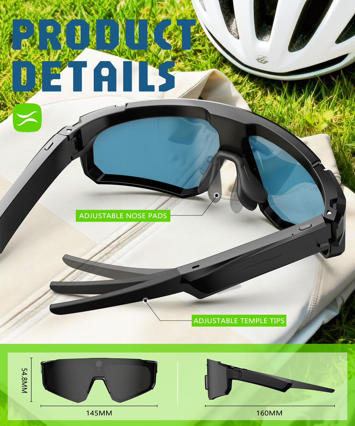 AI Ultra Pro Smart Glasses: 4K Wearable Camera with 6-Axis EIS Stabilization, ChatGPT-4o Voice Assistant, IP66 Waterproof Sport Sunglasses, Dual-Mic ENC Noise Cancelling Obsidian Gray