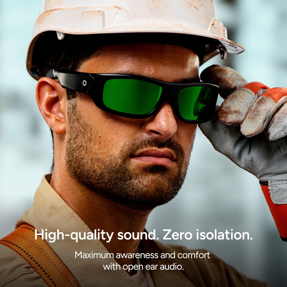 Lucyd Armor Smart Safety Glasses, TR90 Frame, Light Adaptive Lenses, Open Ear Speakers & Microphone - ANSI Z87.1