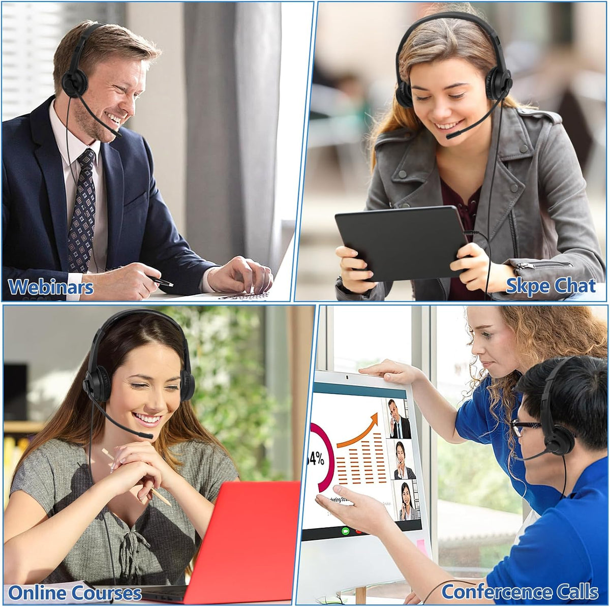 20 Pack Bulk Headset with Microphone for Classroom, Noise Canceling Computer Headphones with Microphone for Office, Durable 3.5mm Wired Headset with Mic for Meetings Laptop PC