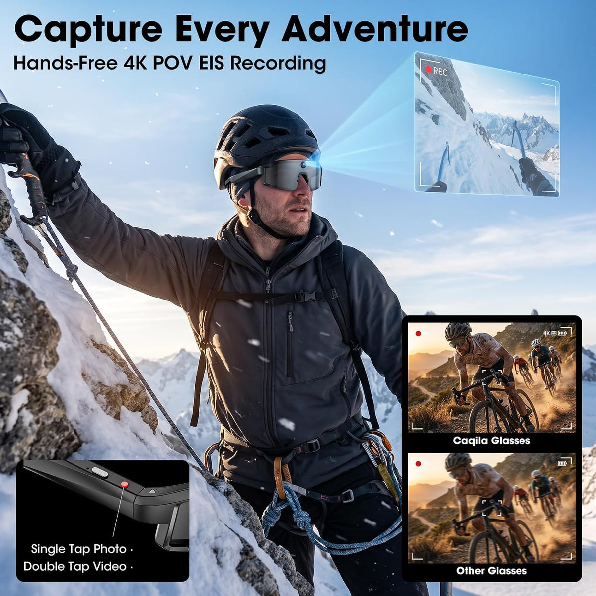 AI Smart Glasses with 32MP Camera, 4K Video Recording for Cycling & Hiking