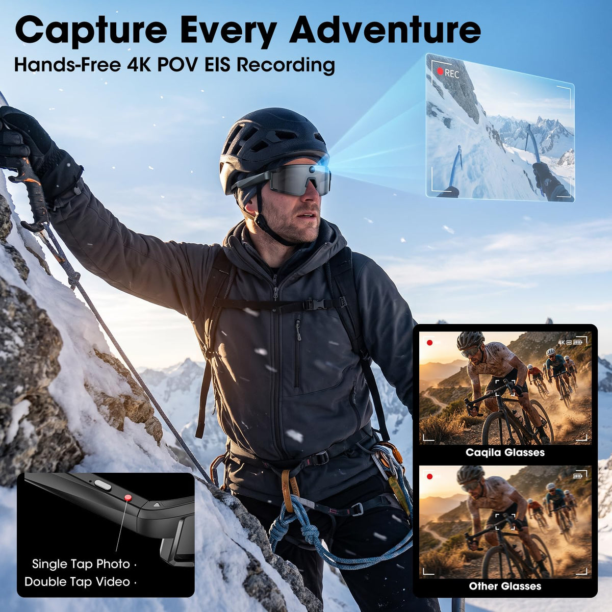 AI Smart Glasses with 32MP Camera, 4K Video Recording for Cycling & Hiking
