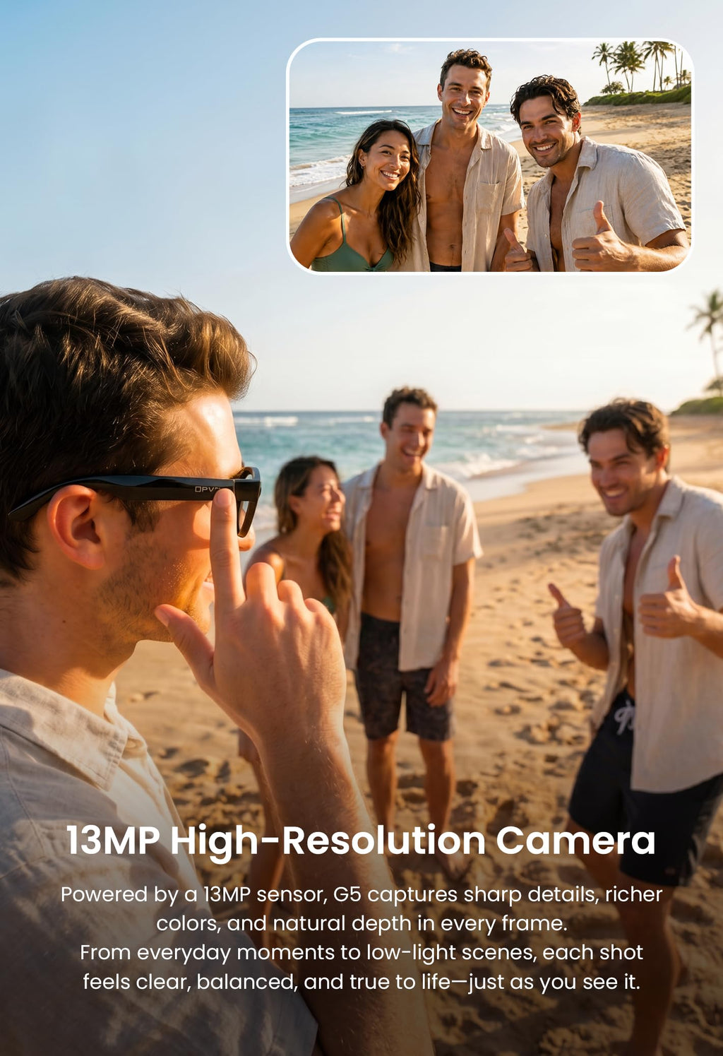 G5 AI Smart Glasses with Camera, 13MP Recording Glasses for Big Heads - XXL