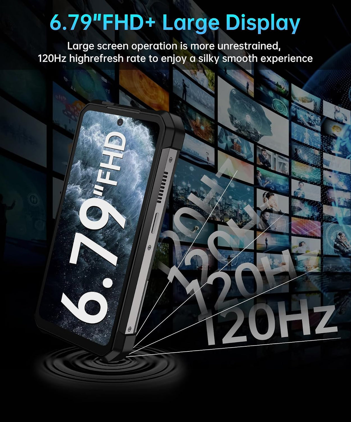 8849 Tank 3 Pro Phone Android 15, 23800mAh 5G Rugged Projector Smartphone