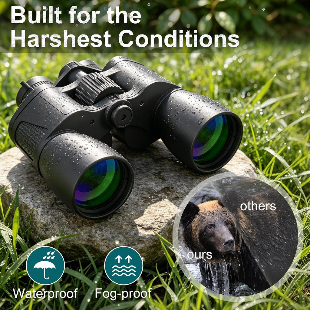 MLight 10-30X50 Zoom Binoculars for Adults, High Powered Military Binoculars for Bird Watching, Hunting, Outdoor, Hiking, Concerts Large View, Waterproof, BK7 Prism, FMC Lens, Low Light Night Vision