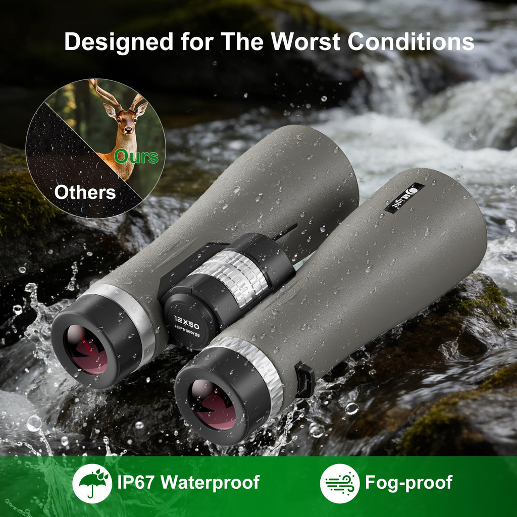 MLight 10-30X50 Zoom Binoculars for Adults, High Powered Military Binoculars for Bird Watching, Hunting, Outdoor, Hiking, Concerts Large View, Waterproof, BK7 Prism, FMC Lens, Low Light Night Vision