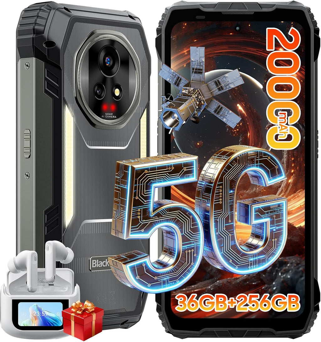 Blackview XPLORE 2 Gemini AI 5G Rugged Phone with Satellite Messaging, 20000mAh/120W 36GB+256GB Dimensity 8300 Android 15, 6.73" 3.2K AMOLED 467LM Dual Camp Lights, 50MP+20MP Night Vision, WiFi6E/GPS