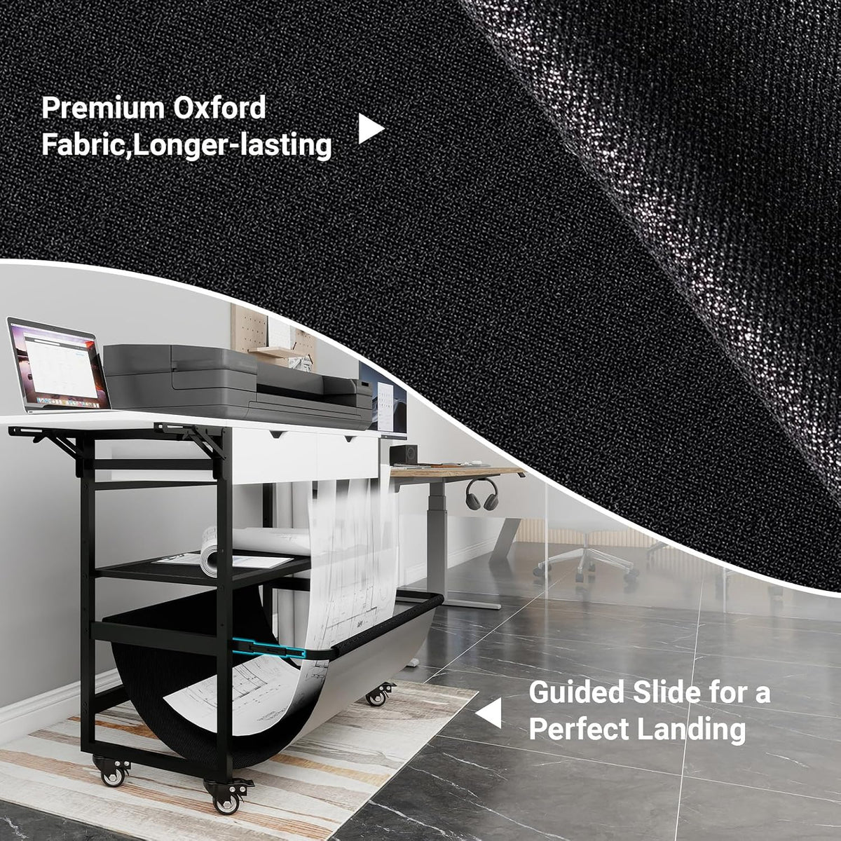 Natwind Wide Format Printer Stand,Plotter Table with Laptop Station,White