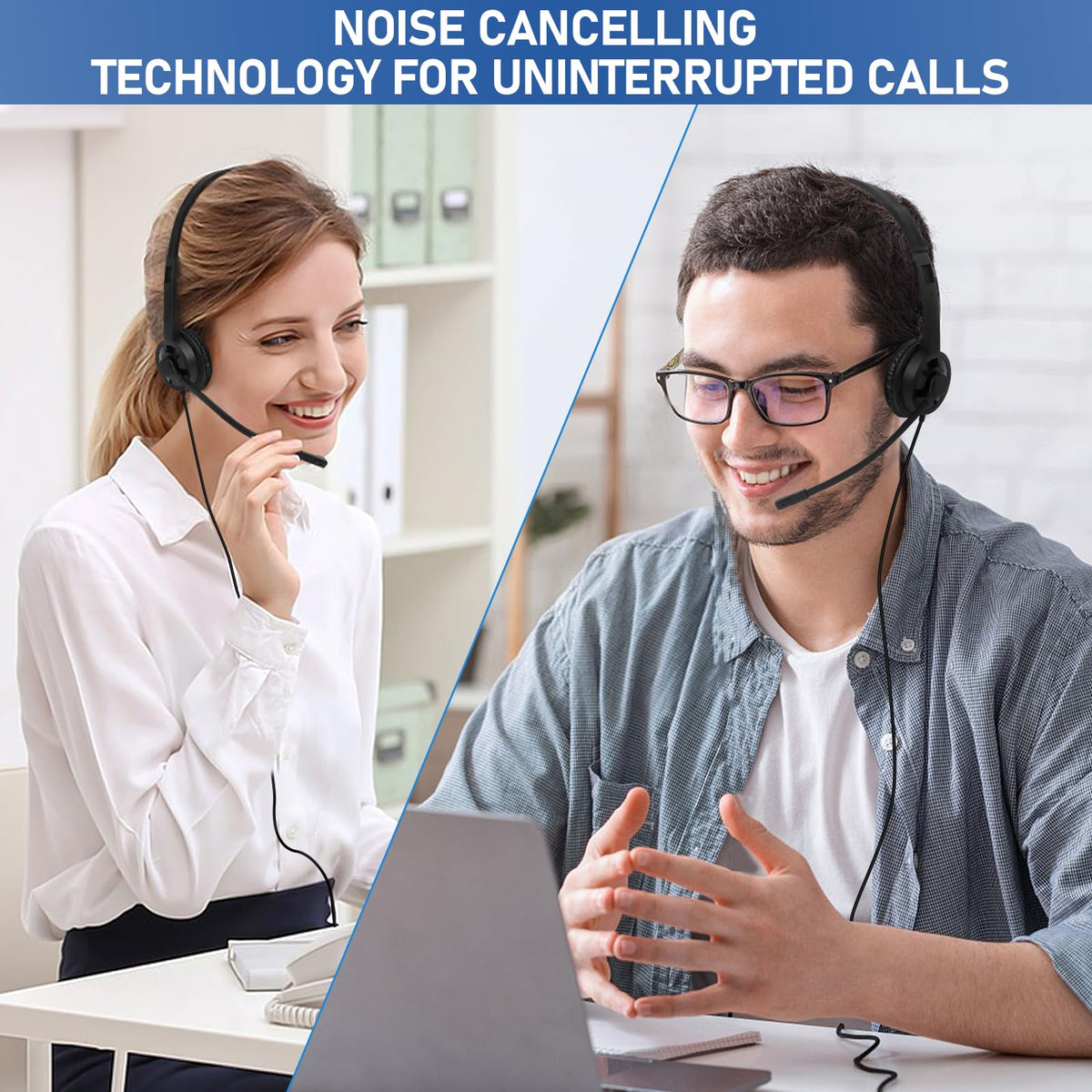 20 Pack Bulk Headset with Microphone for Classroom, Noise Canceling Computer Headphones with Microphone for Office, Durable 3.5mm Wired Headset with Mic for Meetings Laptop PC