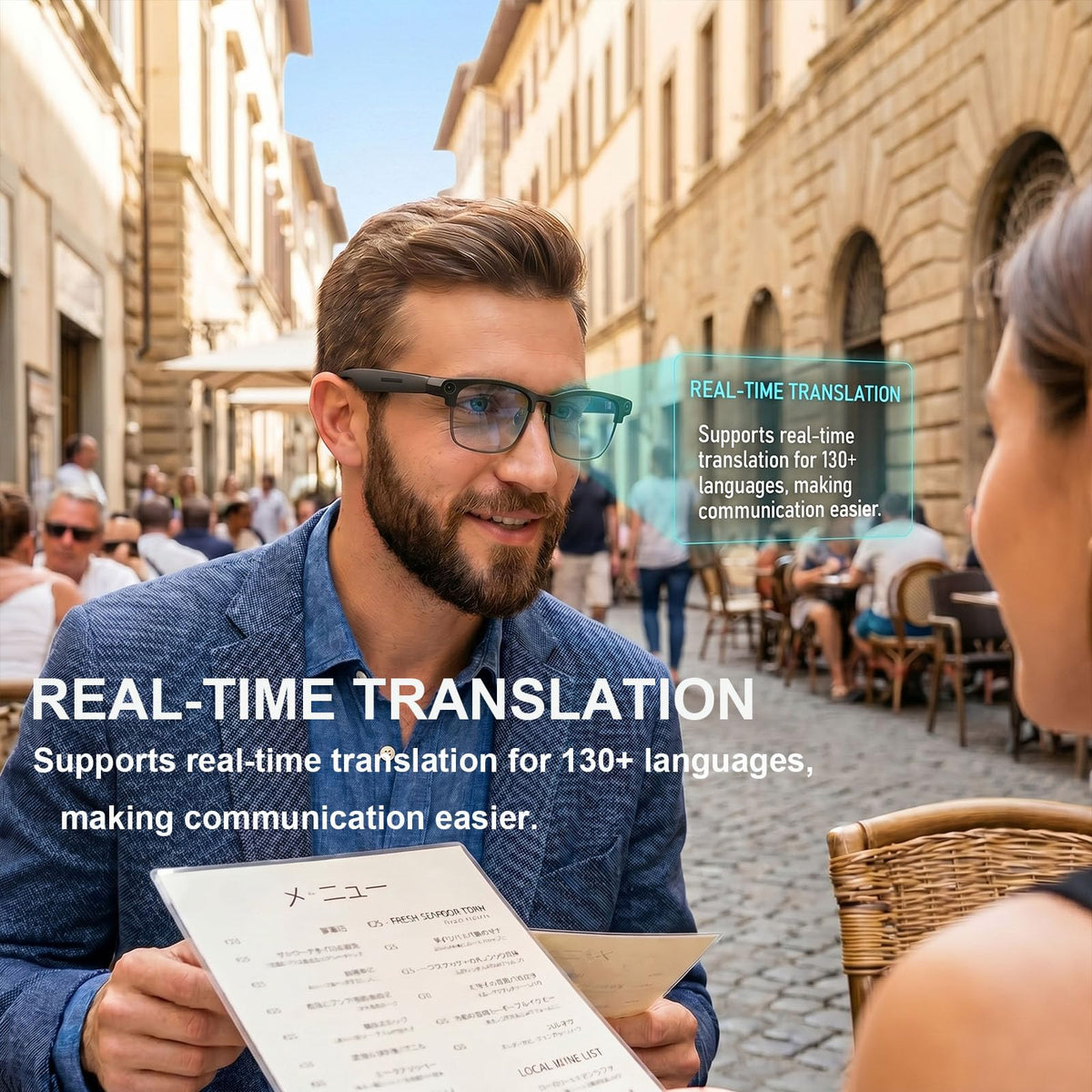 4K AI Smart Glasses with Camera, Bluetooth Call & Translation for Men Women