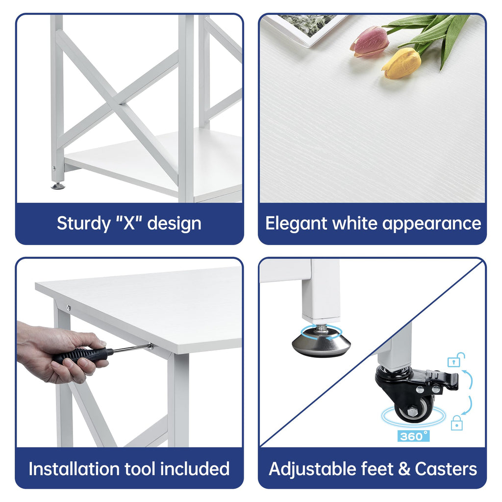 Fannova 2 Tier Large Printer Stand 23.6"x23.6"x22.6" with Storage Shelf