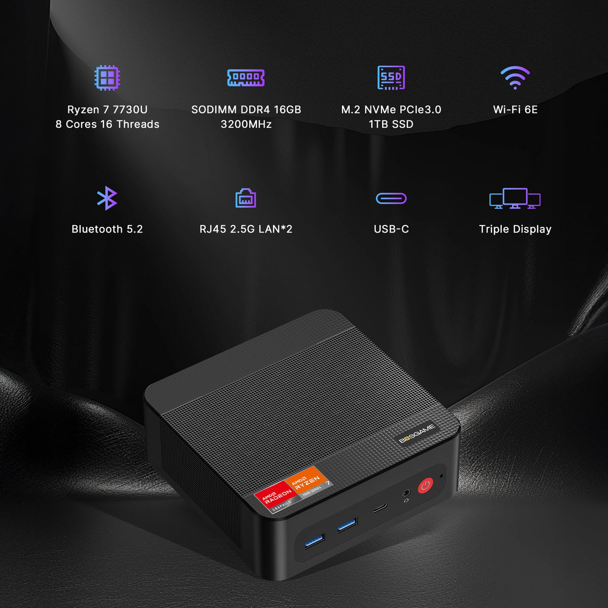 BOSGAME E4 Air Mini PC, AMD Ryzen 5 3500U 8GB DDR4 256GB SATA SSD