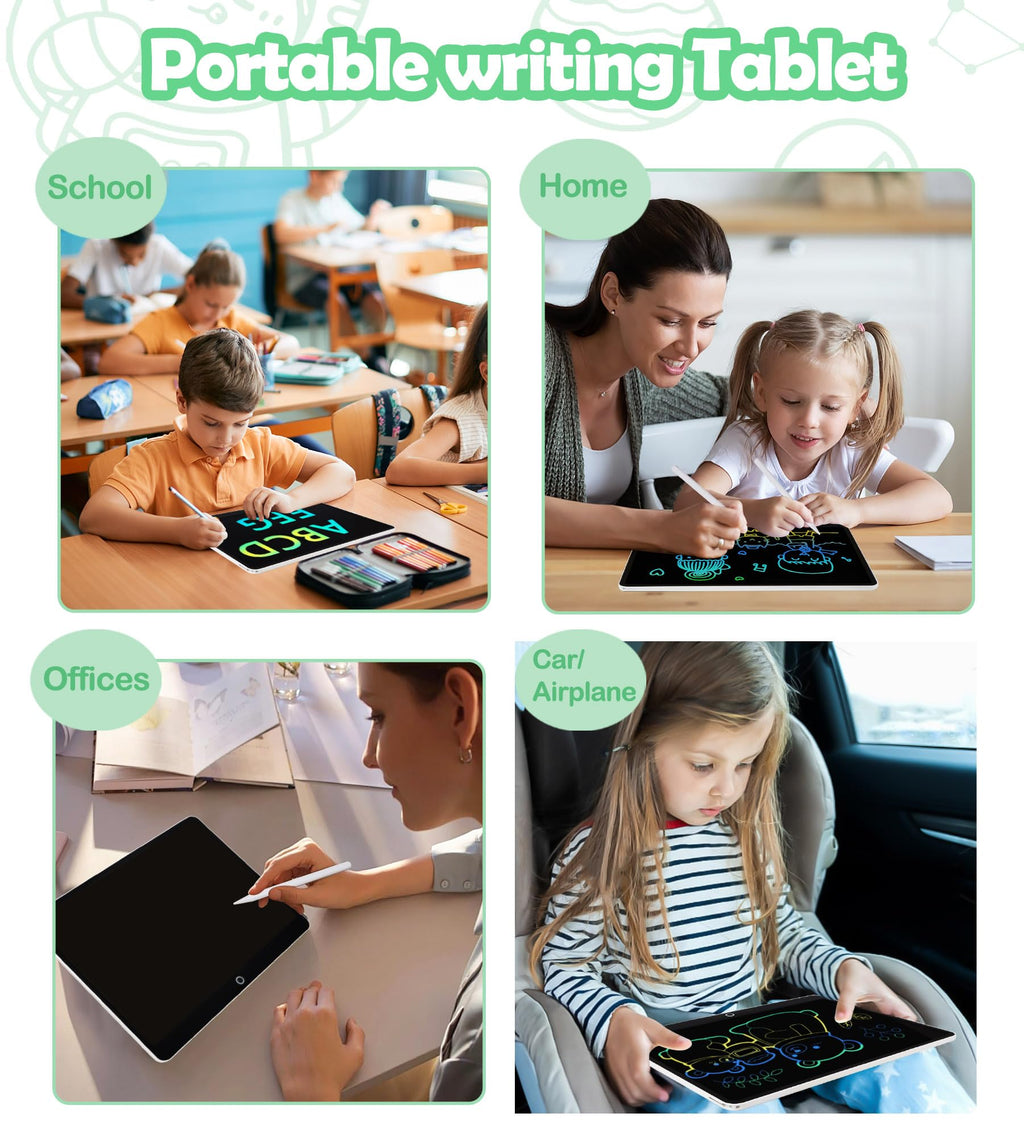 LCD Writing Tablet Doodle Board, 16inch Colorful Drawing Tablet Writing Pad, Kids Travel Essentials, Toddler Toys for 3 4 5 6 7 8 Year Old Girls Boys- Christmas and Birthday Gifts