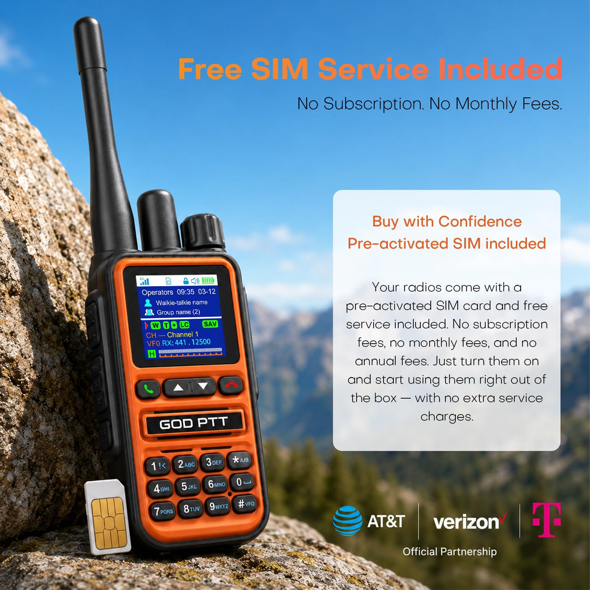 PoC+FRS Dual Mode 4G LTE Long Range Walkie Talkies, Blackï¼2-Pack