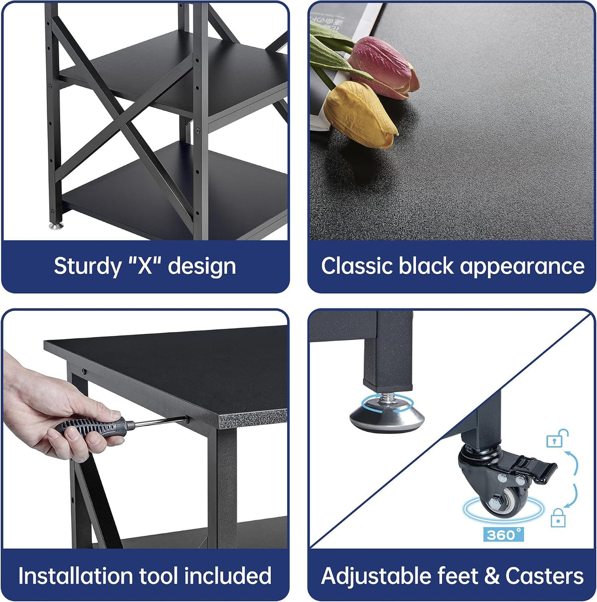 Fannova 23.6"x23.6"x30.1" Large Printer Stand with Adjustable Storage Shelf