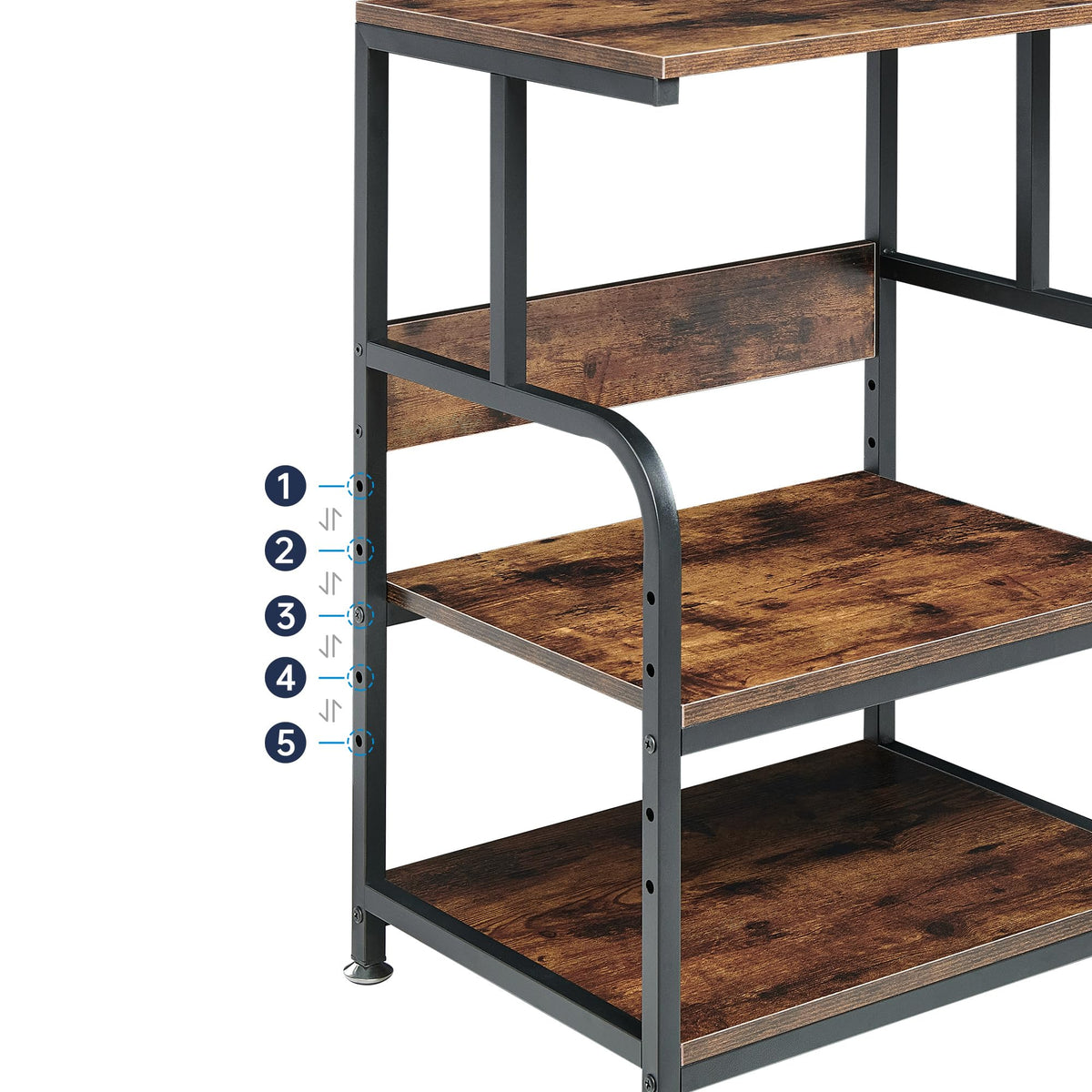 Fannova 3 Tier Gray Printer Stand with Height Adjustable Storage Shelf