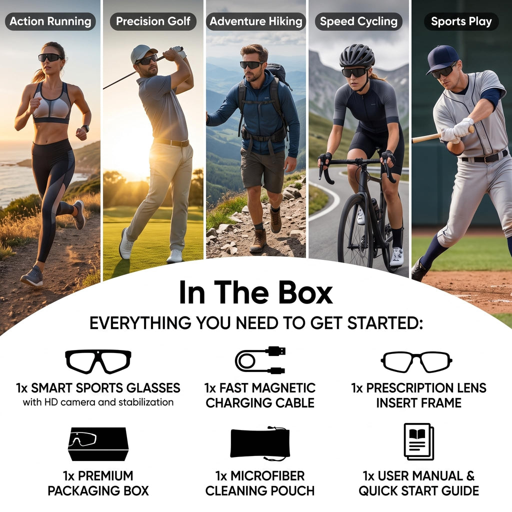 AI Smart Glasses with Camera, Bluetooth Sunglasses for Sports-Blue