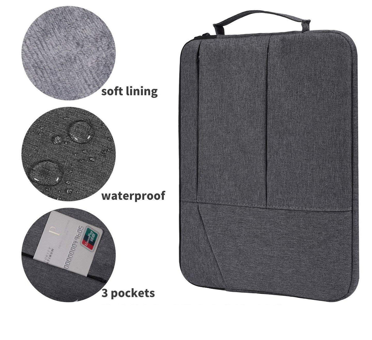 Graphics Drawing Tablet Carry Case with Artist Glove Compatible for Wacom Intuos Pro PTH660 Medium Case Huion H1060P, H950P, HS610, Xp-Pen Deco 01 V2, Ugee M708 and VEIKK A30 (Black)