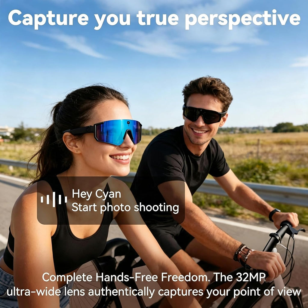 Pro AI Smart Glasses with 32MP Camera for Cycling & Hiking