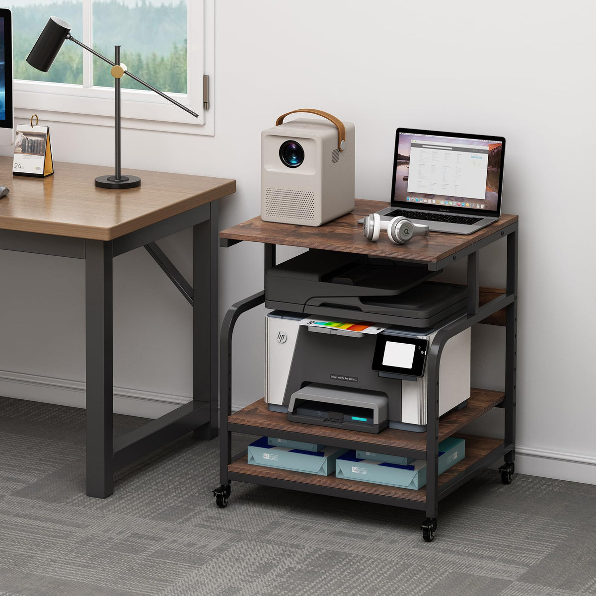 Fannova 23.6"x18.9"x30" Large Printer Stand with Adjustable Storage Shelf