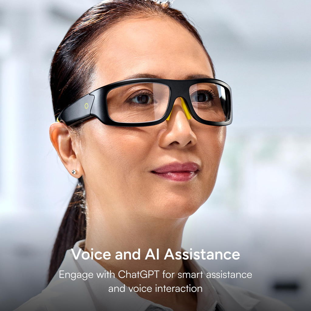 Lucyd Armor Smart Safety Glasses, TR90 Frame, Light Adaptive Lenses, Open Ear Speakers & Microphone - ANSI Z87.1