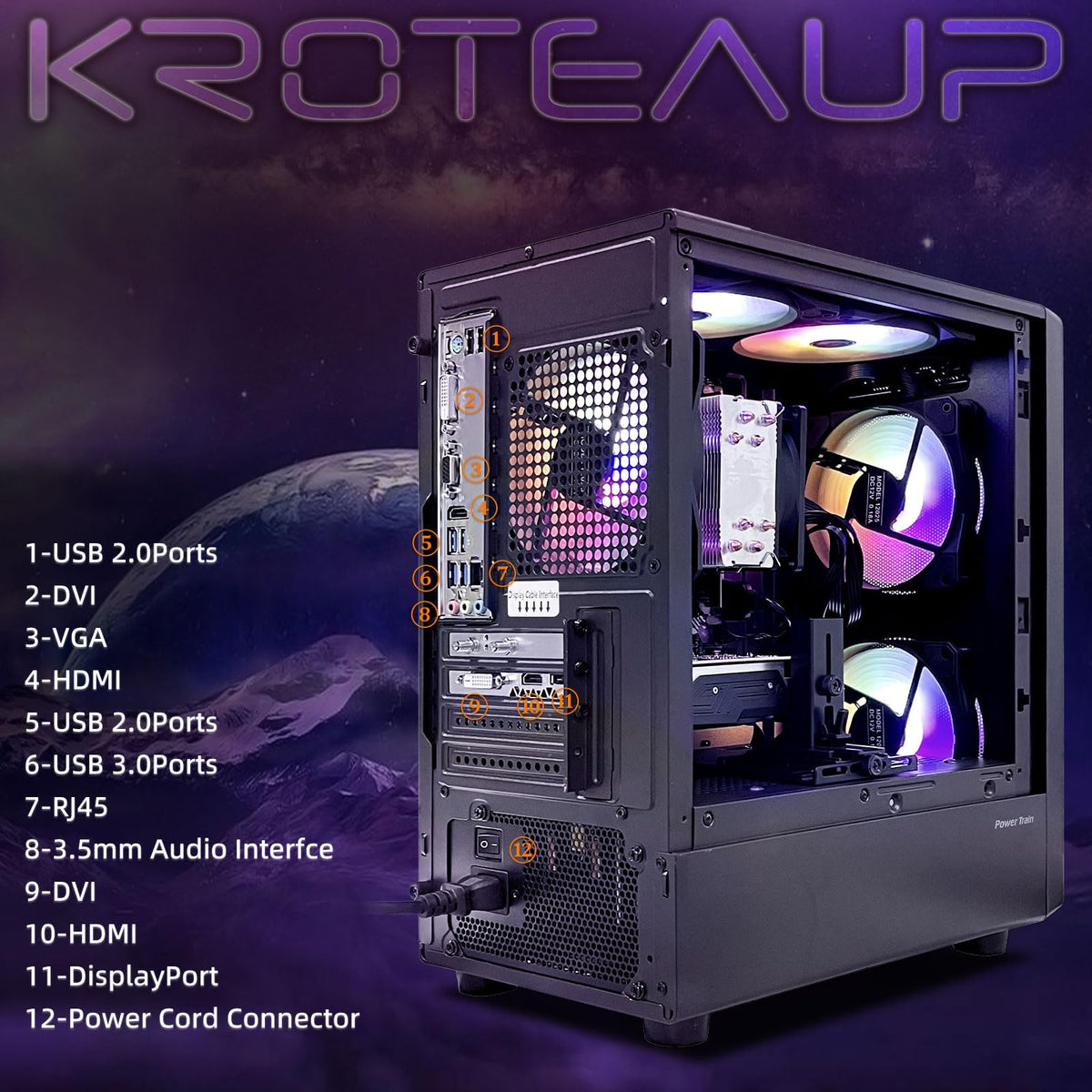 Gaming PC Desktop Computer, Intel Core I7, GTX 1050 Ti 4GB,16G RAM,512G SSD