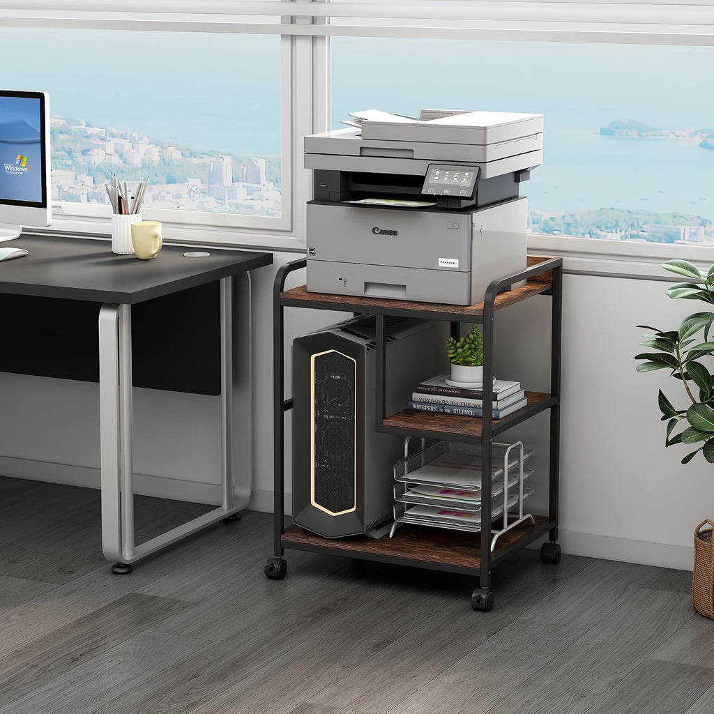 Fannova Large Printer Stand with PC Tower Shelf for Home Office Storage