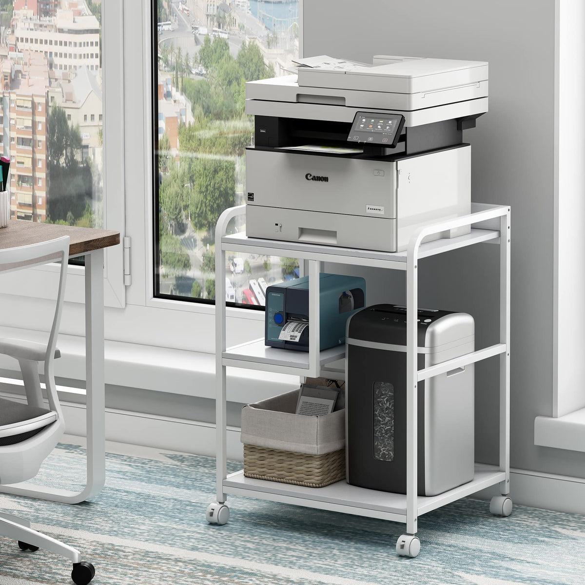 Fannova Large Printer Stand with PC Tower Shelf for Home Office Storage