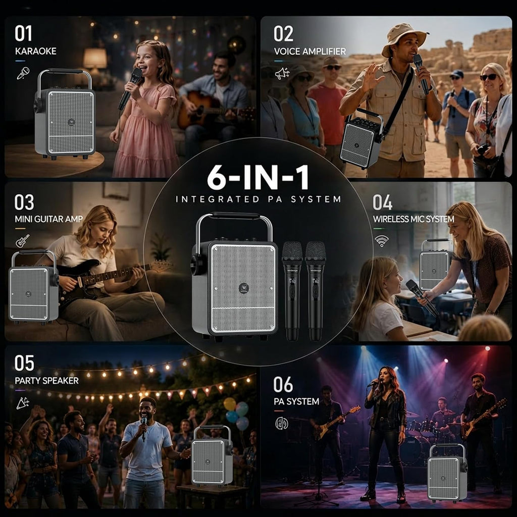 150W High-Power Karaoke Machine with 2 Wireless Microphones for Adults S200