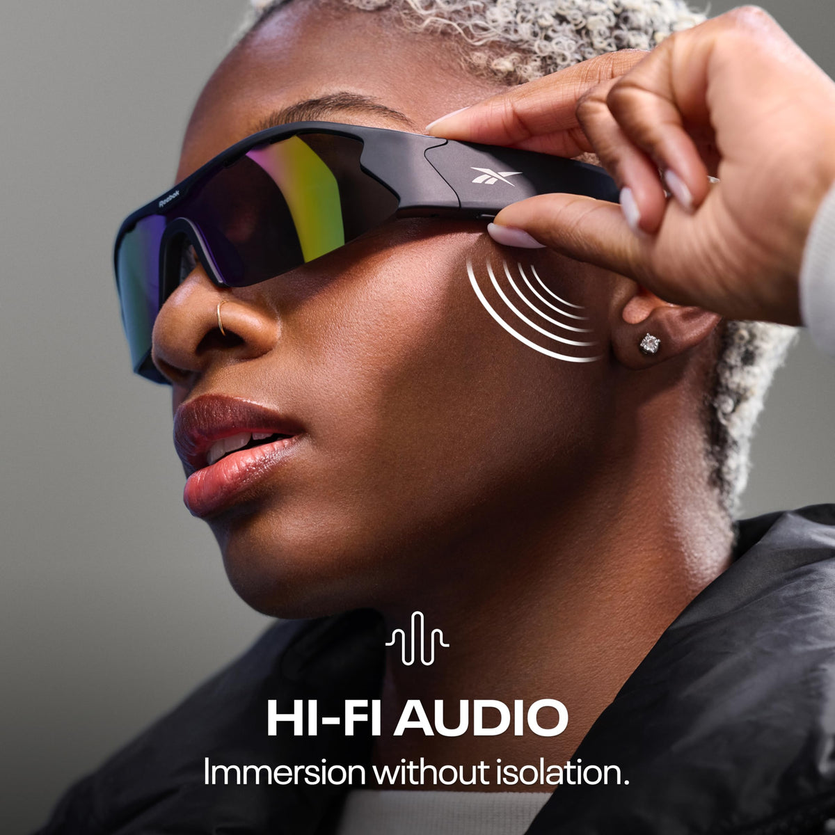Reebok Flash Smart Audio Glasses, Iridescent Polarized, Powered by Lucyd