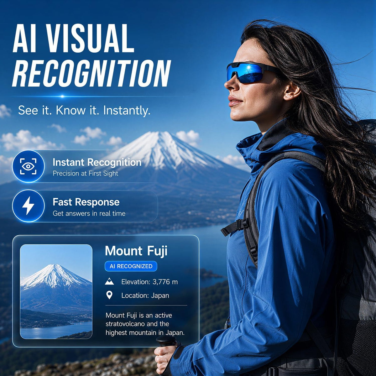 AI Smart Glasses with 35MP Camera,1200P EIS Video Recorder for Cycling