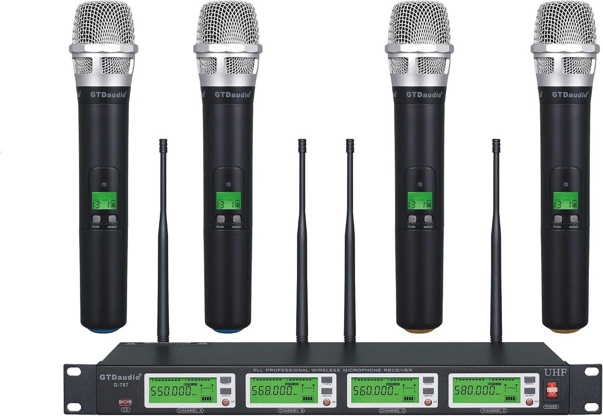 GTDaudio 4x800 Channels UHF Diversity Wireless Cordless Microphone System