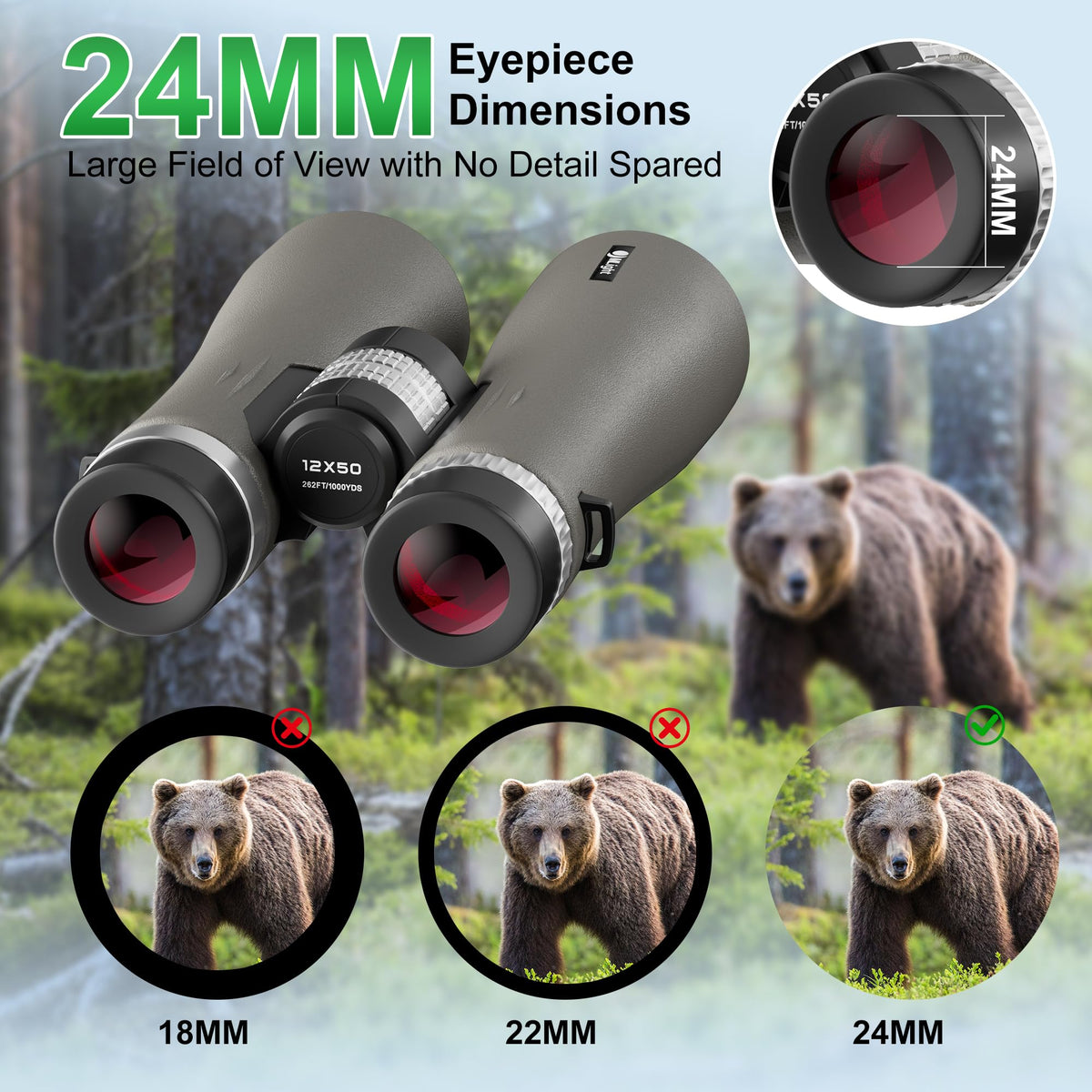 MLight 10-30X50 Zoom Binoculars for Adults, High Powered Military Binoculars for Bird Watching, Hunting, Outdoor, Hiking, Concerts Large View, Waterproof, BK7 Prism, FMC Lens, Low Light Night Vision