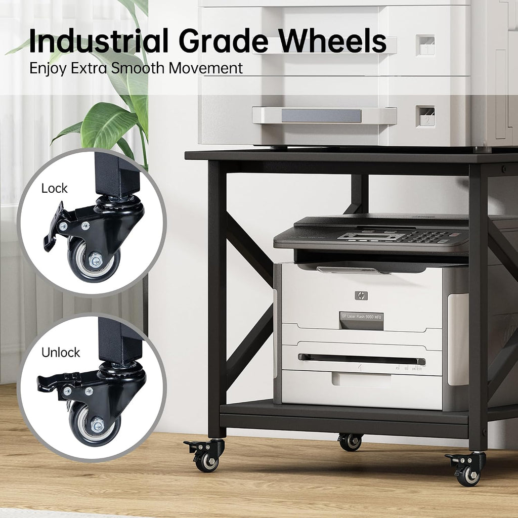 Fannova 2 Tier Large Printer Stand 23.6"x23.6"x22.6" with Storage Shelf